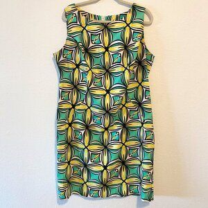 DRESSVARN GEOMETRIC SLEEVELESS SHIFT DRESS
